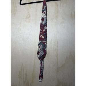 Pierre Balmain 100% Silk Tie Floral Abstract Burgundy Gray Luxury Necktie